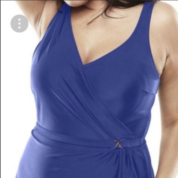 Swimsuits For All Plus Royal Blue Swim Dress - Picture 4 of 12
